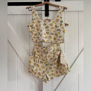 Lemon Drop Linen Crop Top & Shorts Set